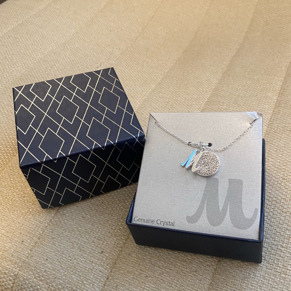 NIB M Silver Initial Necklace